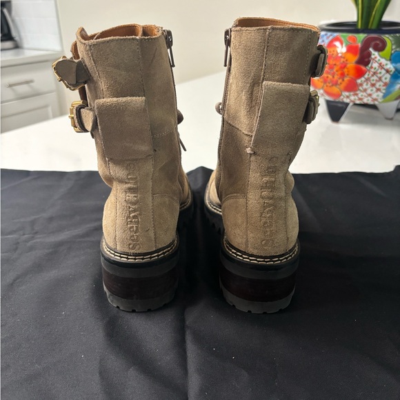 See By Chloe Brown Suede Combat Boots - Picture 8 of 11